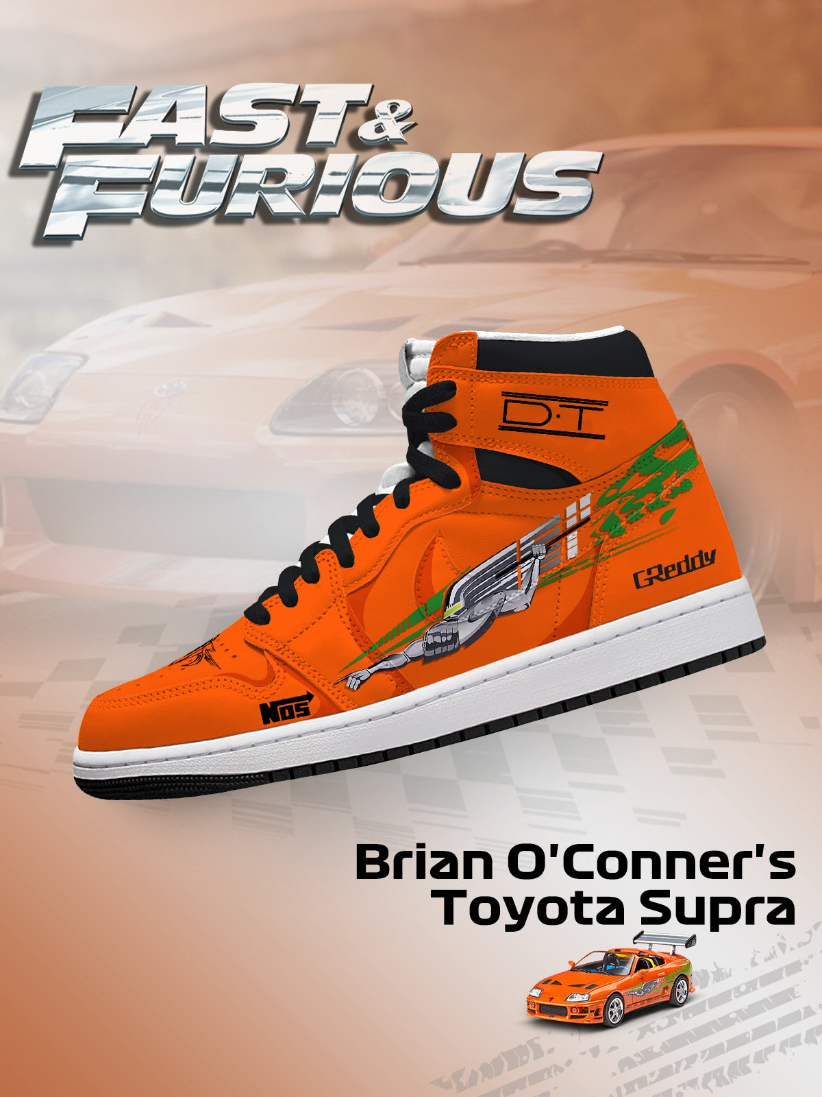 Brian O'Conner's Eclipse V.1 High-top Custom Sneakers