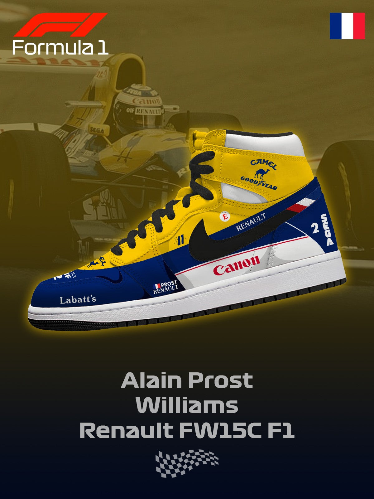 A Prost Williams FW15C F.1 V.1 High-top Custom Sneakers