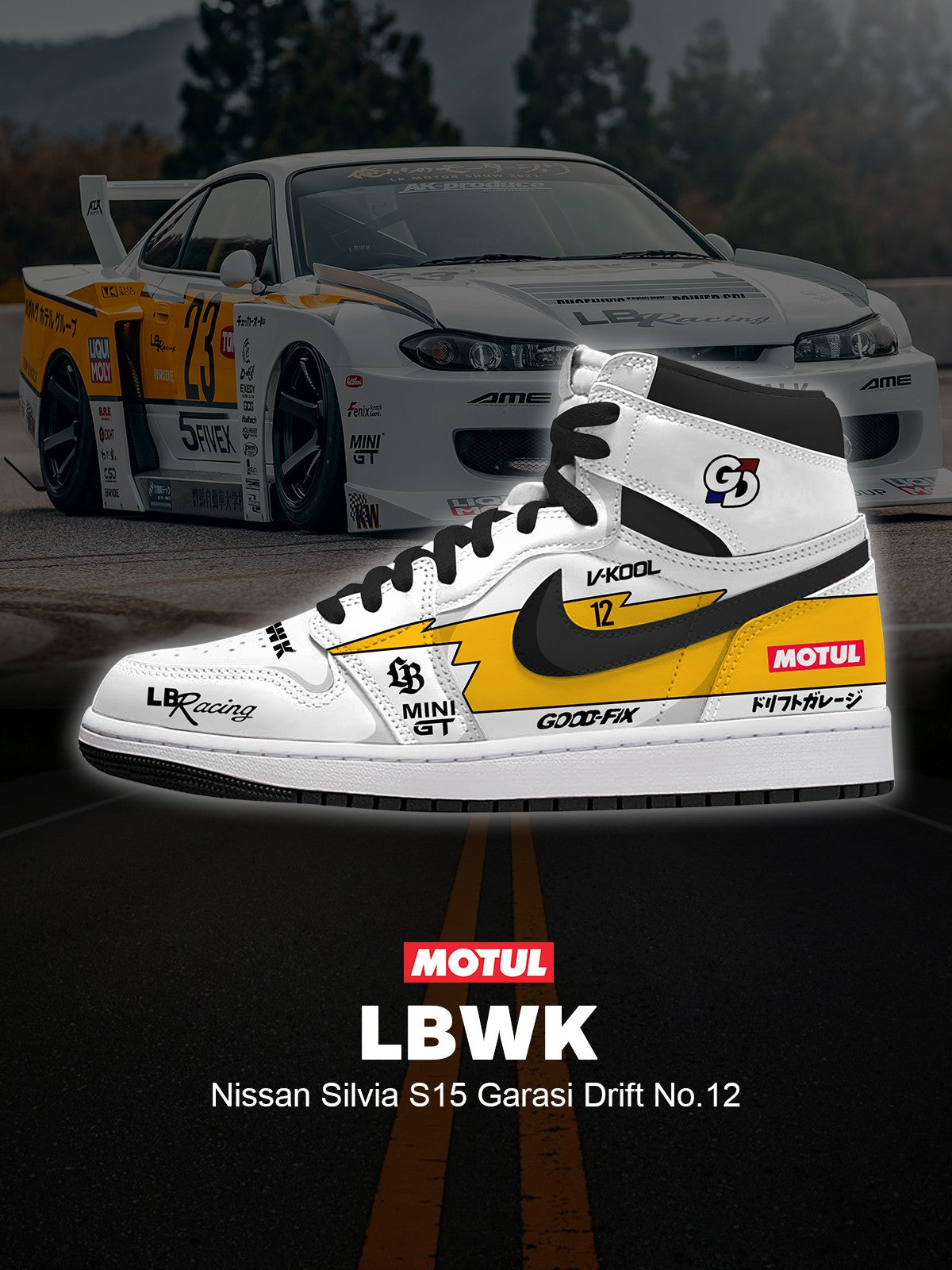 Silvia S15 Garasi Drift No.12 V.1 High-top Custom Sneakers