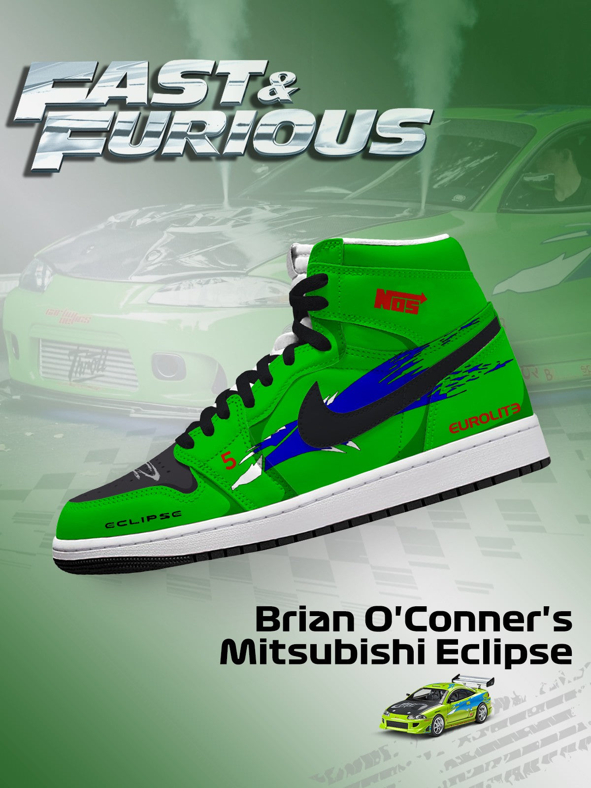 Brian O'Conner's Eclipse V.1 High-top Custom Sneakers