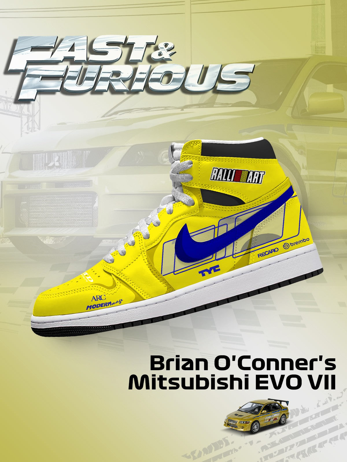 Brian O'Conner's EVO VII V.1 High-top Custom Sneakers