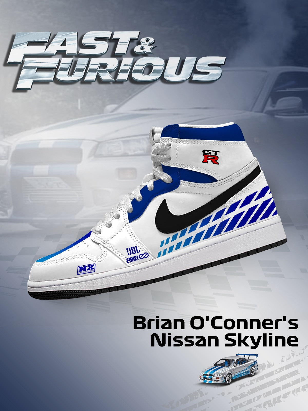 Brian O'Conner's Skyline V.1 High-top Custom Sneakers