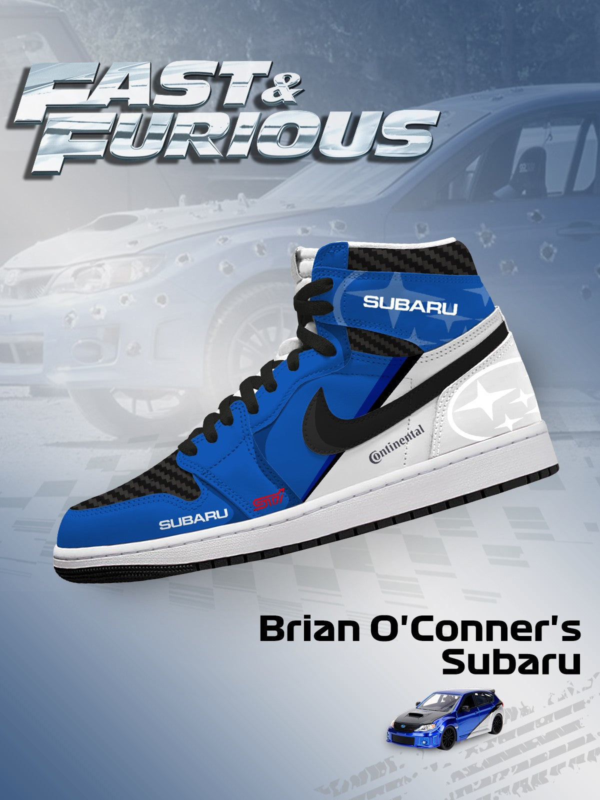 Brian O'Conner's Impreza WRX STI V.1 High-top Custom Sneakers