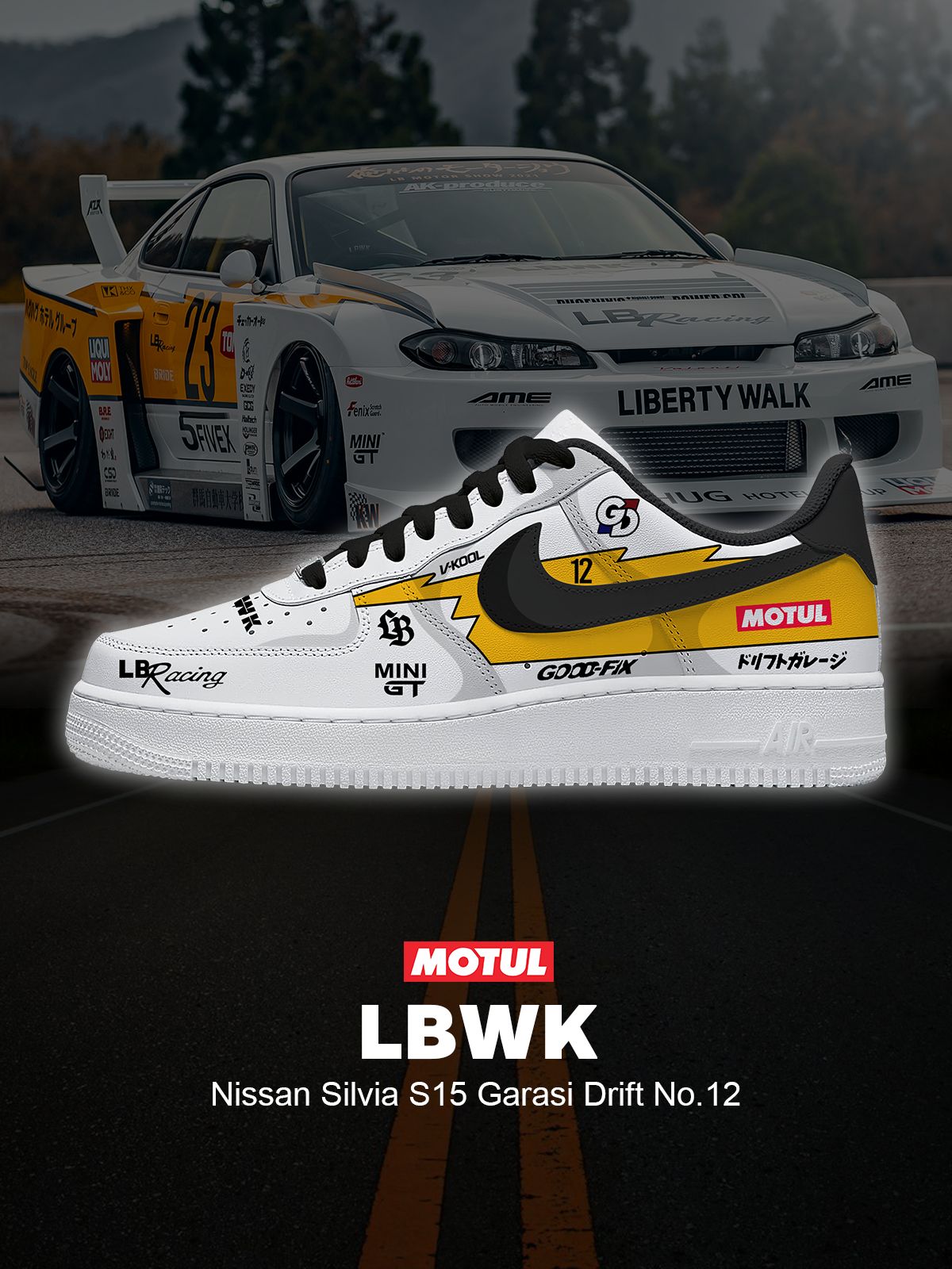 Custom Printed Silvia S15 Garasi Drift No 12 Sneakers