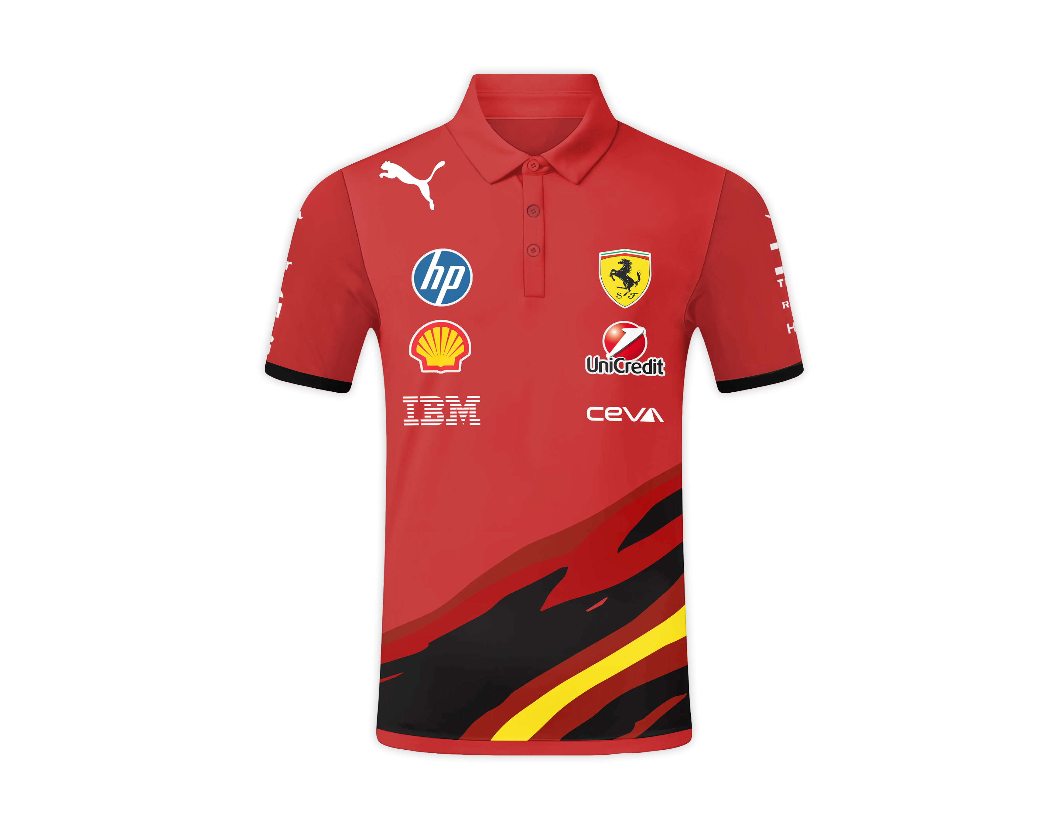 Ferrari F1 Motorsport Polo Shirt with Logo Print