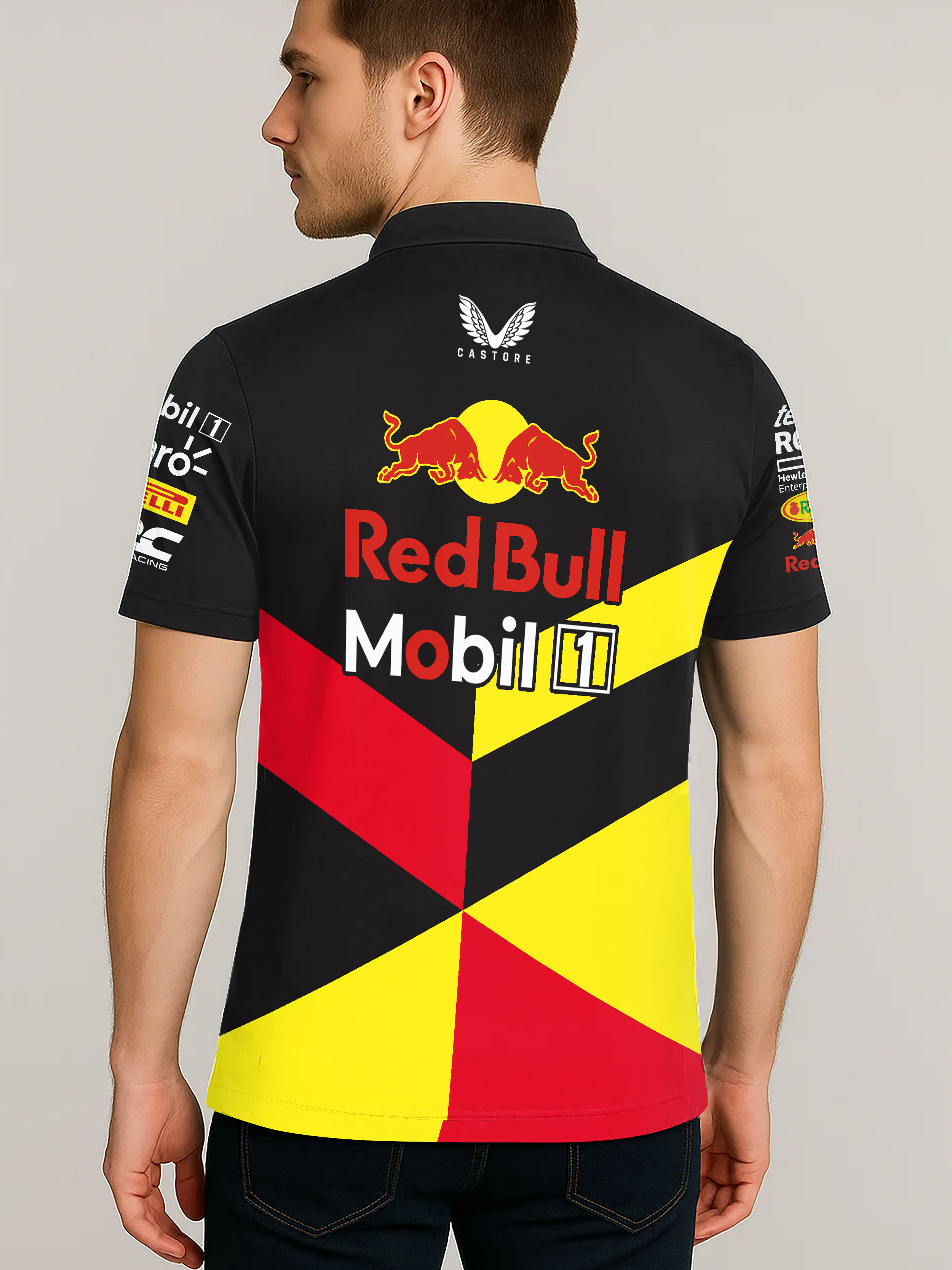 Oracle Red Bull Polo Tee with Race Graphics F1 Inspired