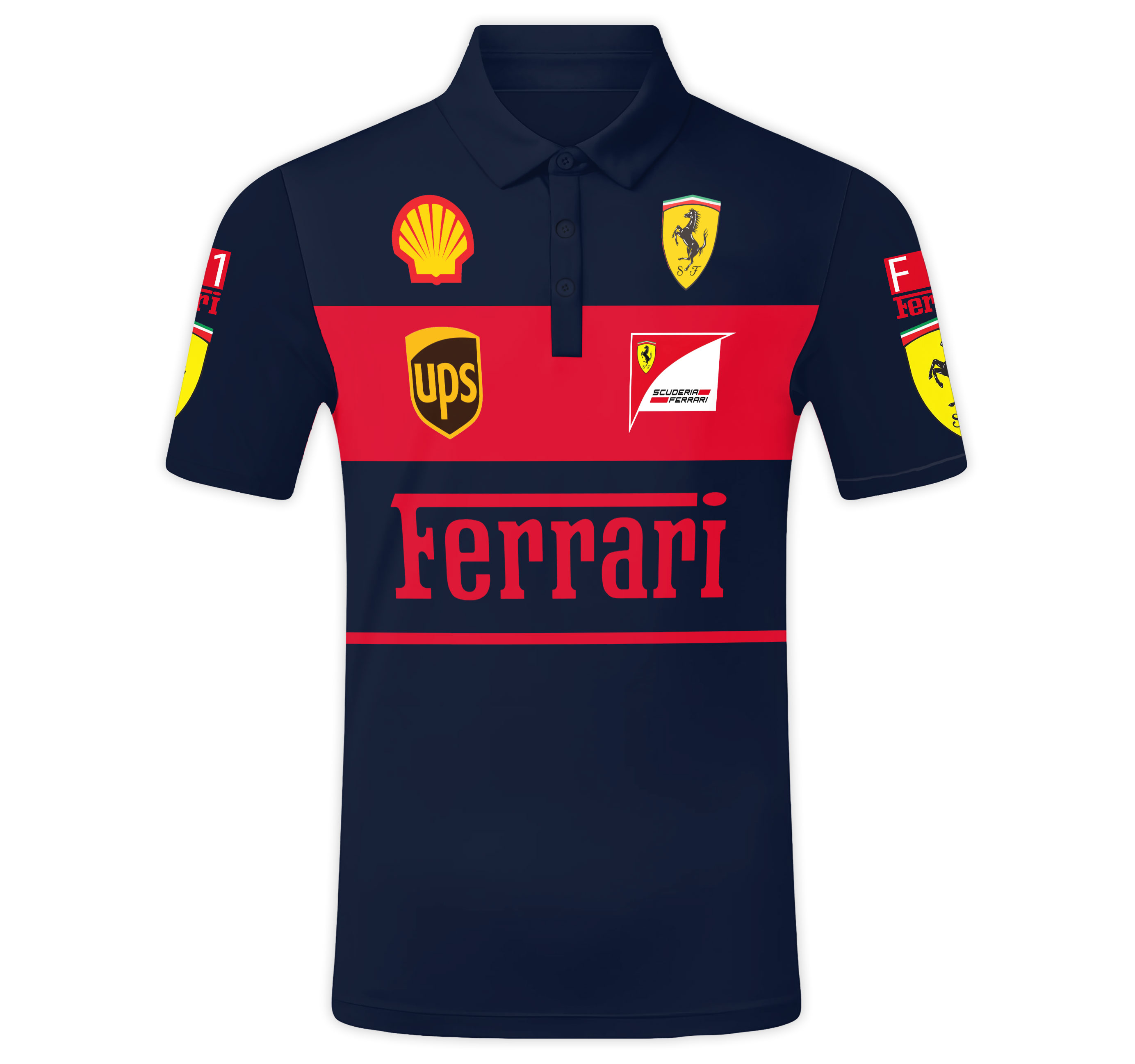 Ferrari Polo Shirt with Prancing Horse Logo Print