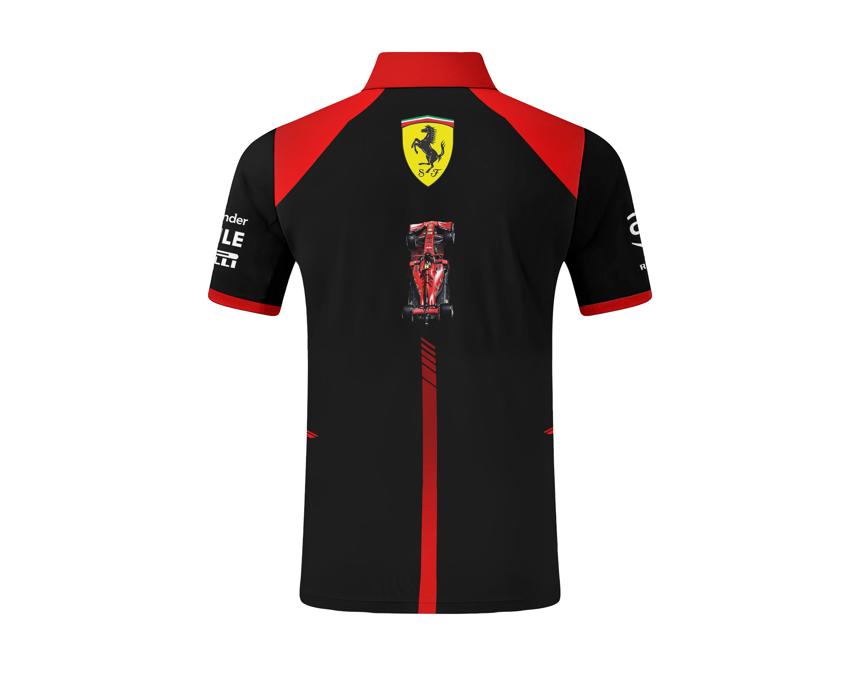 Ferrari Polo Shirt with Sponsor Logos & Racing Details