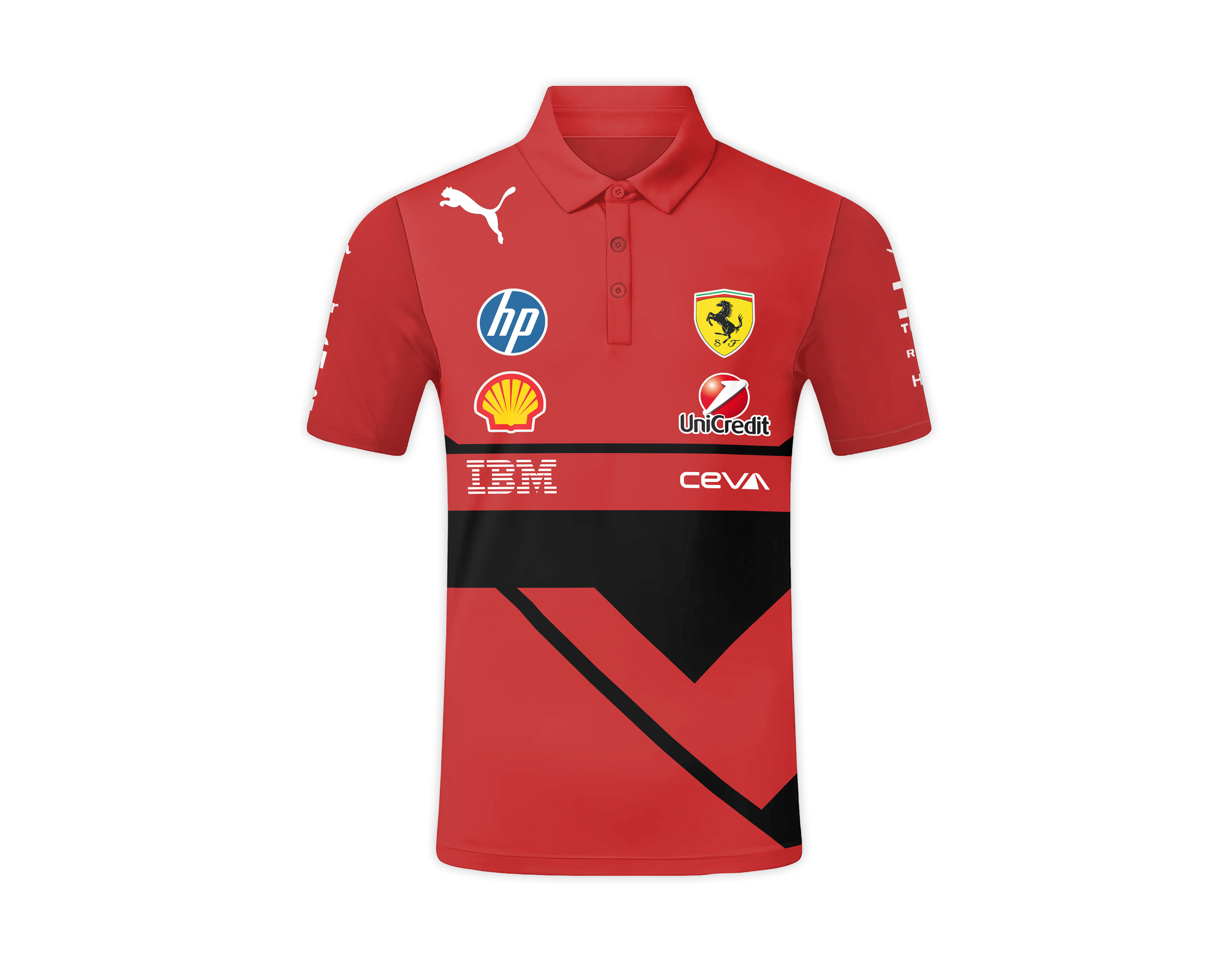 Classic Red Ferrari Polo Shirt Formula One Pit Crew Look
