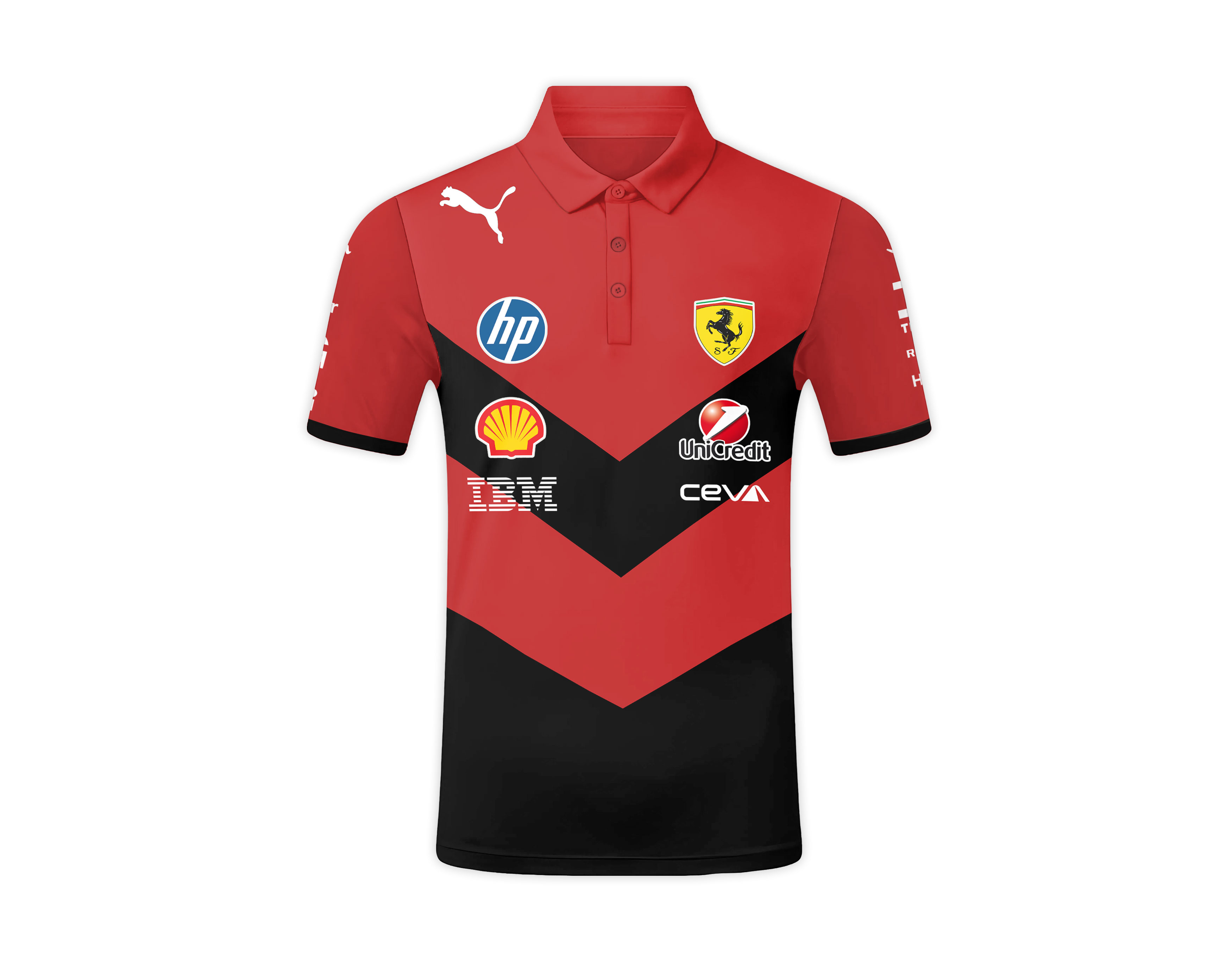 Official Ferrari F1 Polo Shirt Red Racing Team Design